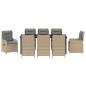 Preview: 9-teiliges Garten Esstisch Set Beige Poly Rattan, Gartentisch Schwarz 200x80x73 cm Sicherheitsglas