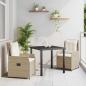 Preview: ARDEBO.de - 3-teiliges Garten Essset Beige Poly-Rattan, Gartentisch Schwarz 80x80x73 cm Temperglas