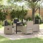 Preview: ARDEBO.de - 5-teiliges Garten Essenset Hellgrau Poly Rattan, Gartentisch Schwarz 140x80x73 cm Temperglas