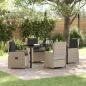 Preview: ARDEBO.de - 5-teiliges Garten Essset Hellgrau Poly Rattan, Gartentisch Schwarz 160x80x73 cm Sicherheitsglas