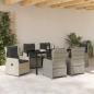 Preview: 7-teiliges Garten Essset Hellgrau Poly-Rattan, Gartentisch Schwarz 160x80x73 cm Sicherheitsglas