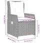 Preview: ARDEBO.de - 9-teiliges Garten Esszimmer Set Hellgrau Poly Rattan, Gartentisch Schwarz 200x80x73 cm mit Temperglas