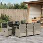 Preview: 9-teiliges Garten Esszimmer Set Hellgrau Poly Rattan, Gartentisch Schwarz 200x80x73 cm mit Temperglas