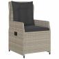 Preview: 9-teiliges Garten Esszimmer Set Hellgrau Poly Rattan, Gartentisch Schwarz 200x80x73 cm mit Temperglas