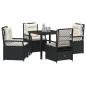 Preview: 5-teiliges Garten-Dining-Set Schwarz Poly-Rattan