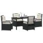Preview: 5-teiliges Garten-Dining-Set Schwarz Poly-Rattan