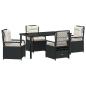 Preview: 5-teiliges Garten-Esszimmer-Set Schwarz Poly-Rattan