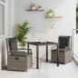 Preview: ARDEBO.de - 3-teiliges Garten-Dining-Set Grau Poly Rattan
