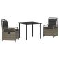 Preview: 3-teiliges Garten-Dining-Set Grau Poly Rattan