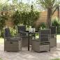 Preview: ARDEBO.de - 5-teiliges Garten-Esstisch-Set Grau Poly-Rattan