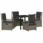 Preview: 5-teiliges Garten-Esstisch-Set Grau Poly-Rattan