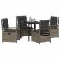 Preview: 5-teiliges Garten-Esstisch-Set Grau Poly-Rattan