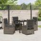 Preview: 5-teiliges Garten-Esstisch-Set Grau Poly-Rattan