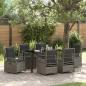 Preview: ARDEBO.de - 7-teiliges Garten-Esszimmer-Set Grau Poly-Rattan