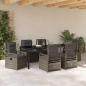Preview: Garten Essgruppe 7 stk. Grau Poly-Rattan