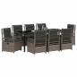 Preview: 9-teiliges Garten-Diningset Grau Poly Rattan