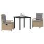 Preview: 3-teiliges Garten-Dining-Set Beige Poly-Rattan