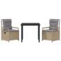 Preview: 3-teiliges Garten-Dining-Set Beige Poly-Rattan