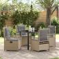 Preview: ARDEBO.de - 5-teiliges Garten-Ess-Set Beige Poly-Rattan