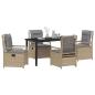 Preview: 5-teiliges Garten-Dining-Set Beige Poly-Rattan