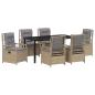 Preview: 7-teiliges Garten-Esszimmer-Set Beige Poly-Rattan