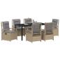 Preview: 7-teiliges Garten-Esszimmer-Set Beige Poly-Rattan