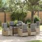 Preview: ARDEBO.de - Garten Essgruppe 7 stk. Beige und Hellgrau Poly-Rattan