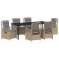 Preview: Garten Essgruppe 7 stk. Beige und Hellgrau Poly-Rattan