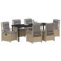 Preview: Garten Essgruppe 7 stk. Beige und Hellgrau Poly-Rattan