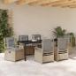 Preview: Garten Essgruppe 7 stk. Beige und Hellgrau Poly-Rattan