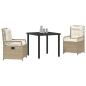 Preview: 3-teiliges Garten-Ess-Set Beige Poly-Rattan