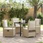 Preview: ARDEBO.de - 5-teiliges Garten-Essenset Beige Poly-Rattan