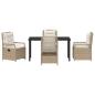 Preview: 5-teilige Gartenmöbel-Garnitur aus beigem Poly-Rattan