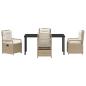 Preview: 5-teiliges Garten-Essset Beige Poly-Rattan