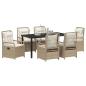Preview: 7-teiliges Garten-Esstischset Beige Poly-Rattan