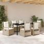 Preview: 7-teiliges Garten-Esstischset Beige Poly-Rattan