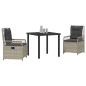 Preview: 3 Teiliges Garten-Dining-Set Hellgrau Poly-Rattan