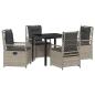 Preview: 5-teiliges Garten-Ess-Set Hellgrau Poly-Rattan