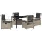 Preview: 5-teiliges Garten-Esszimmer-Set Hellgrau Poly-Rattan