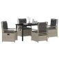 Preview: 5-teiliges Garten-Esszimmer-Set Hellgrau Poly-Rattan