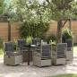 Preview: ARDEBO.de - 7-teiliges Garten-Esstisch-Set Hellgrau Poly-Rattan