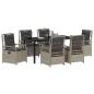 Preview: 7-teiliges Garten-Esstisch-Set Hellgrau Poly-Rattan