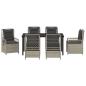 Preview: 7-teiliges Garten-Esstisch-Set Hellgrau Poly-Rattan