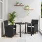 Preview: ARDEBO.de - 3-teiliges Garten-Ess-Set mit Kissen Schwarz Poly-Rattan