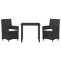 Preview: 3-teiliges Garten-Ess-Set mit Kissen Schwarz Poly-Rattan