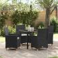 Preview: ARDEBO.de - 5 Teile Garten-Dining-Set mit Kissen Schwarz Poly-Rattan