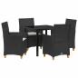 Preview: 5 Teile Garten-Dining-Set mit Kissen Schwarz Poly-Rattan