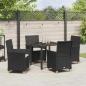 Preview: 5 Teile Garten-Dining-Set mit Kissen Schwarz Poly-Rattan