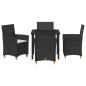 Preview: 5 Teile Garten-Dining-Set mit Kissen Schwarz Poly-Rattan