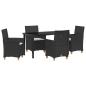 Preview: 5-teiliges Garten-Esszimmer-Set mit Kissen Schwarz Poly-Rattan